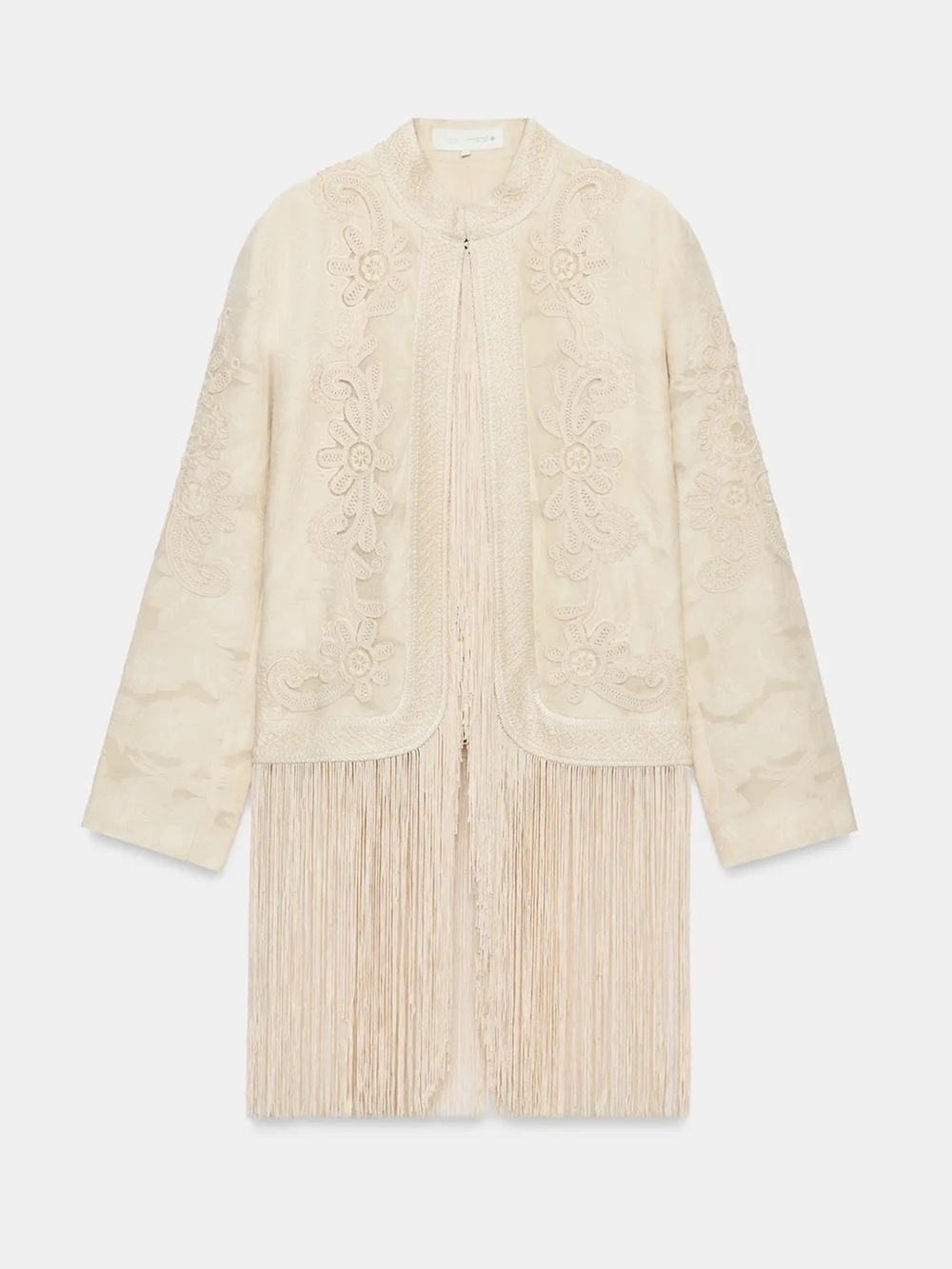 Zara ZW Collection Fringed Jacket Ecru / Beige NWT